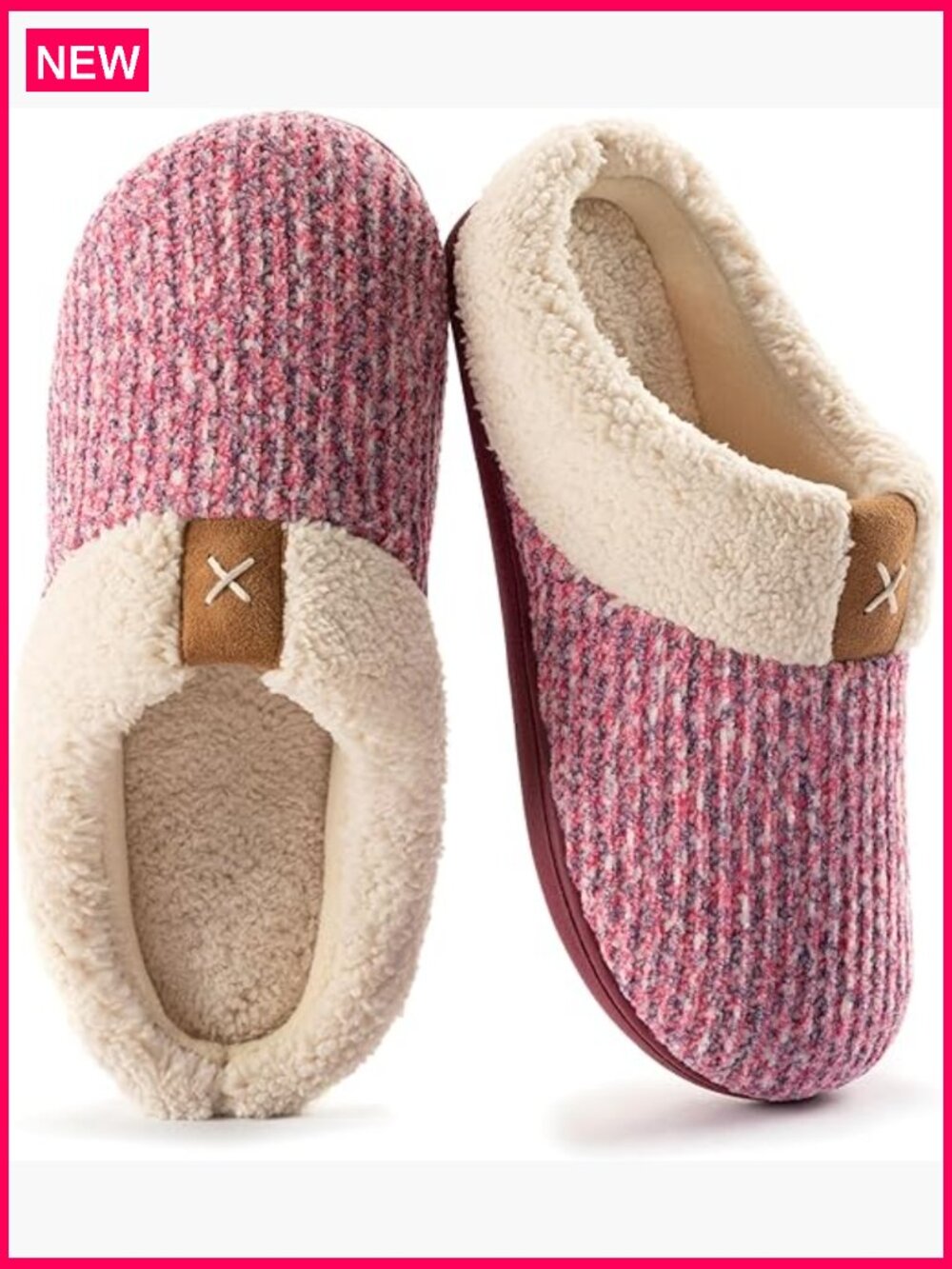 Women's Memory Foam Slippers with Anti-Skid Sole, Wool-Like House Shoes